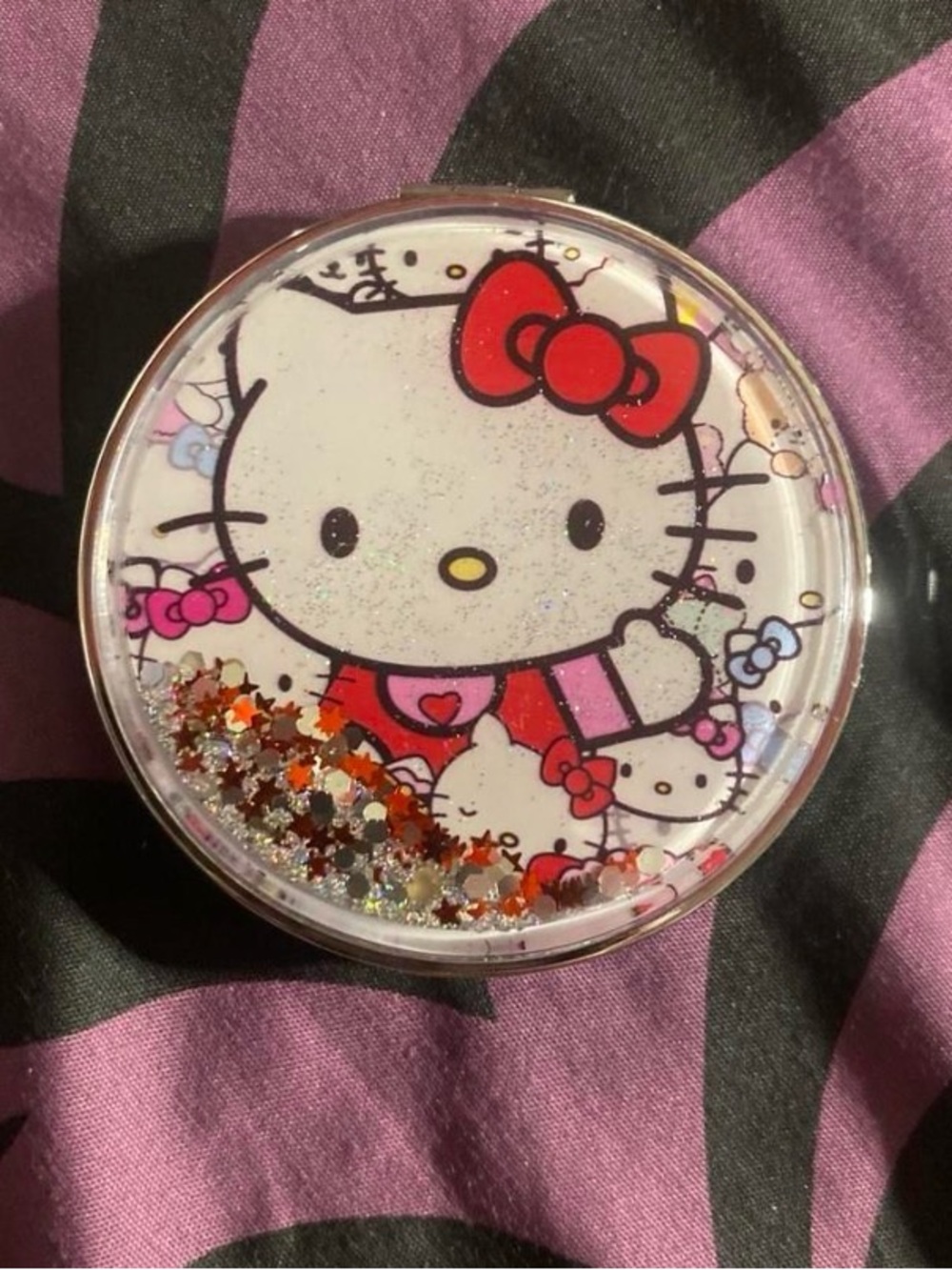 Sanrio Hello Kitty Glitter Compact - White, Red & Pink